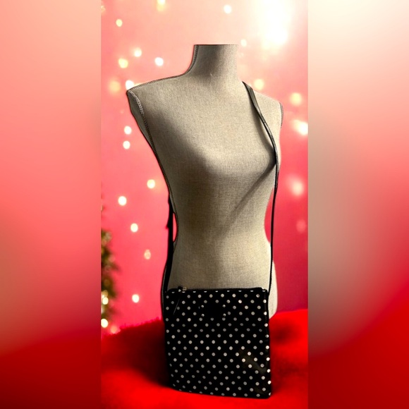 KATE SPADE POLKA DOT CROSSBODY NWOT PATENT LEATHER STRAP RED LOGO INTERIOR - Picture 1 of 6